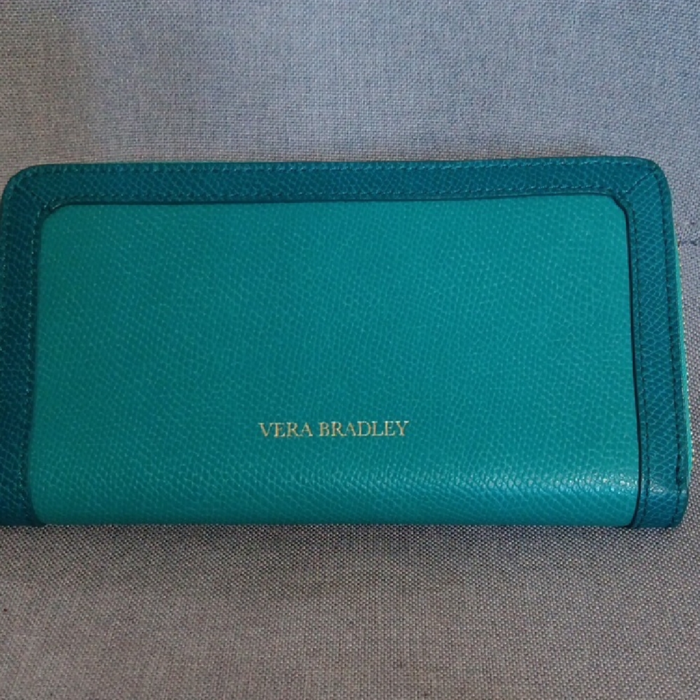 Vera Bradley Teal Wallet with Gold Logo